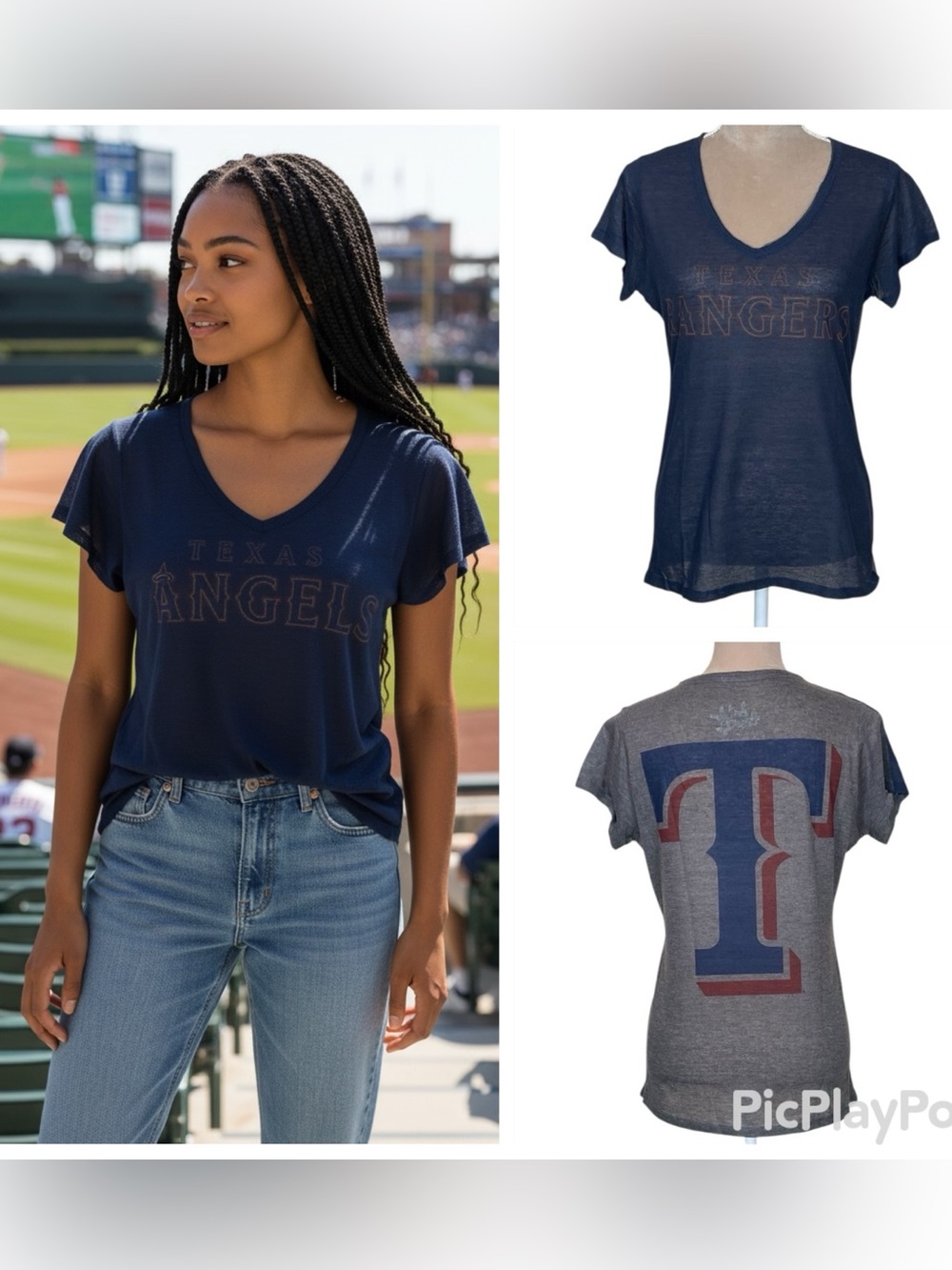 Touch by Alyssa Milano Texas Rangers Sheer Burnout Tee